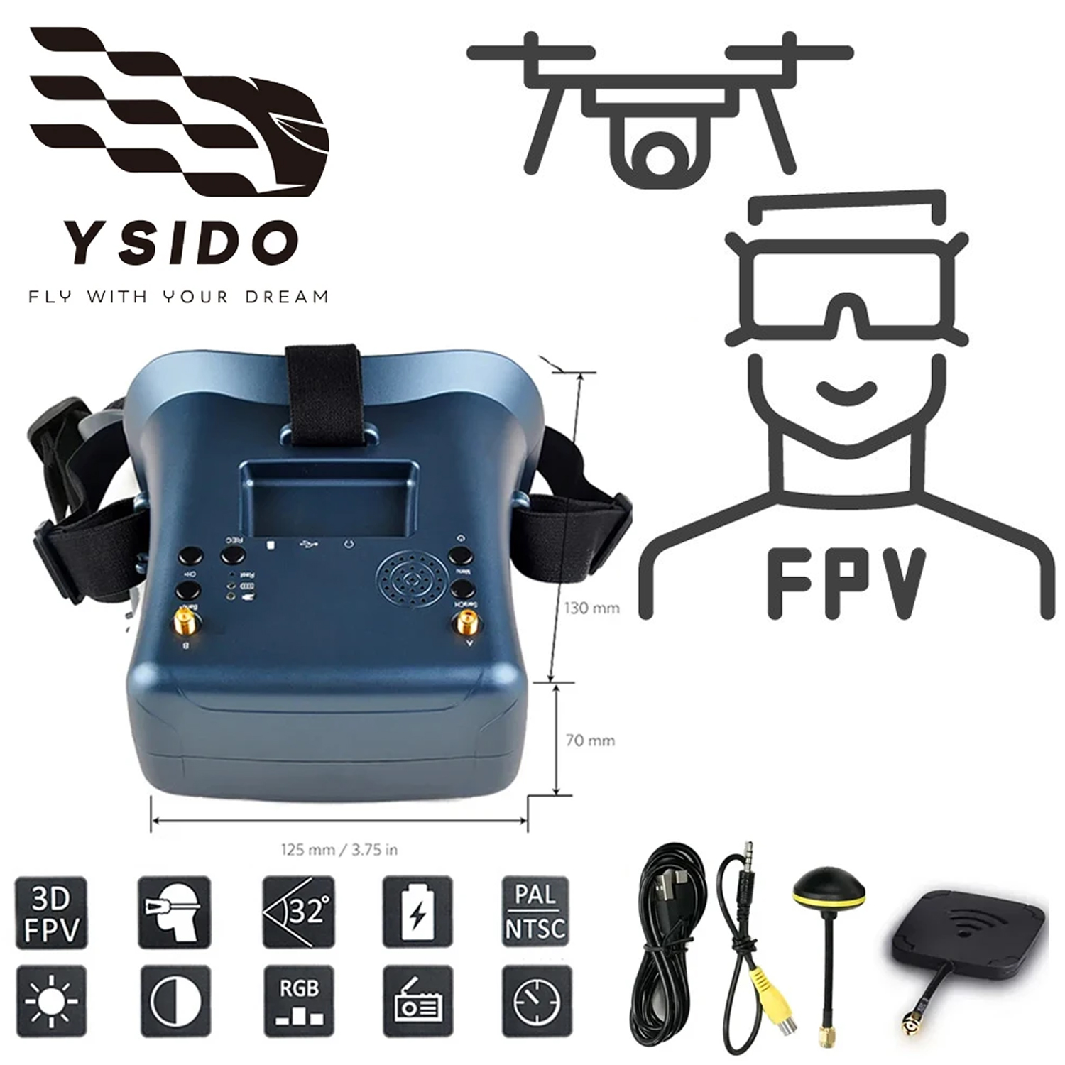 Skyzone Sky04O Pro Fpv Goggles - FPV Gözlükleri 008D 5.8G 40CH 4.3